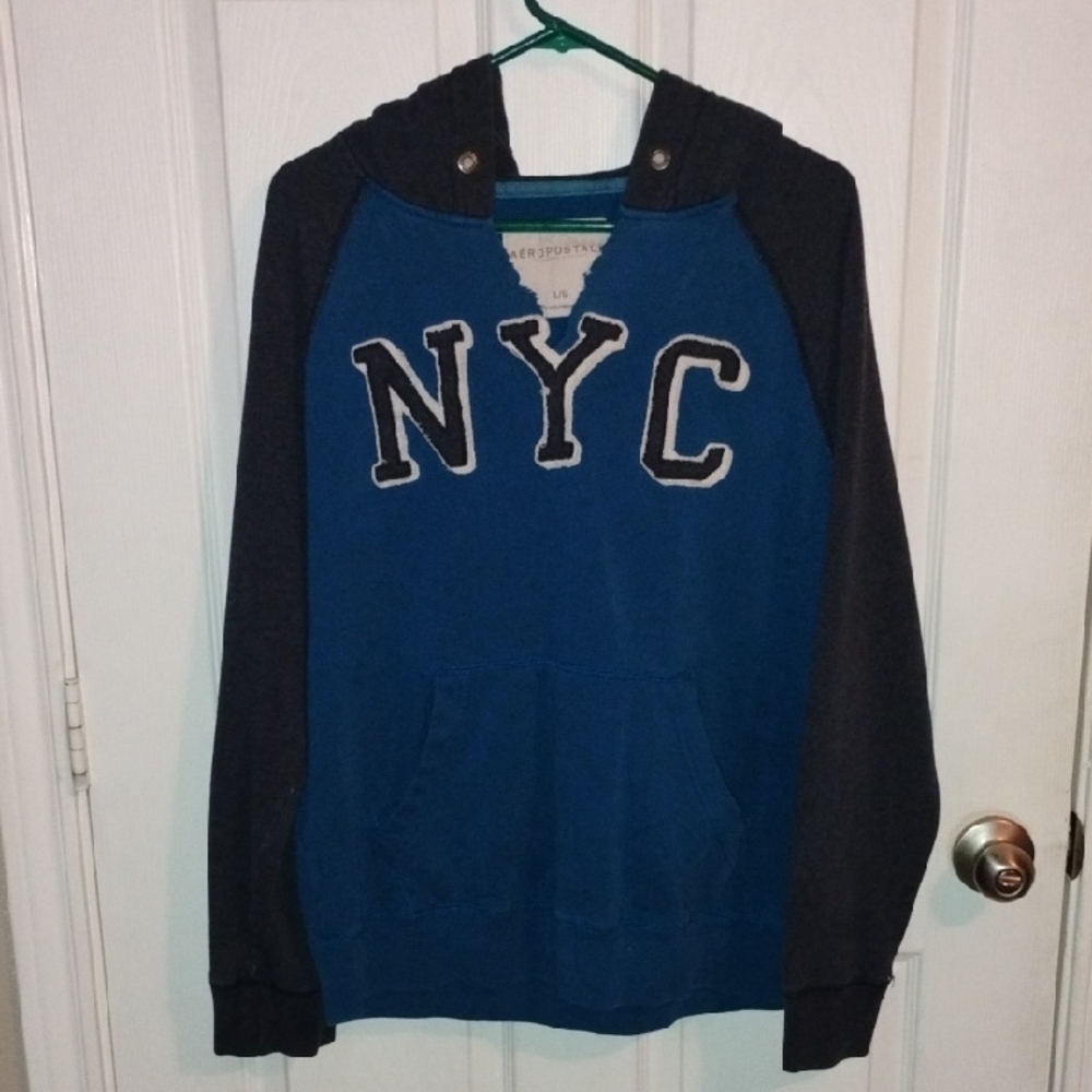 Aeropostale Blue and Black NYC Hoodie